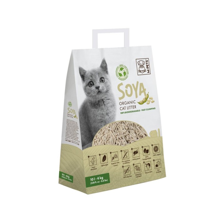 M-PETS - Soya Katzenstreu - 4 kg - 10 L - Weiß