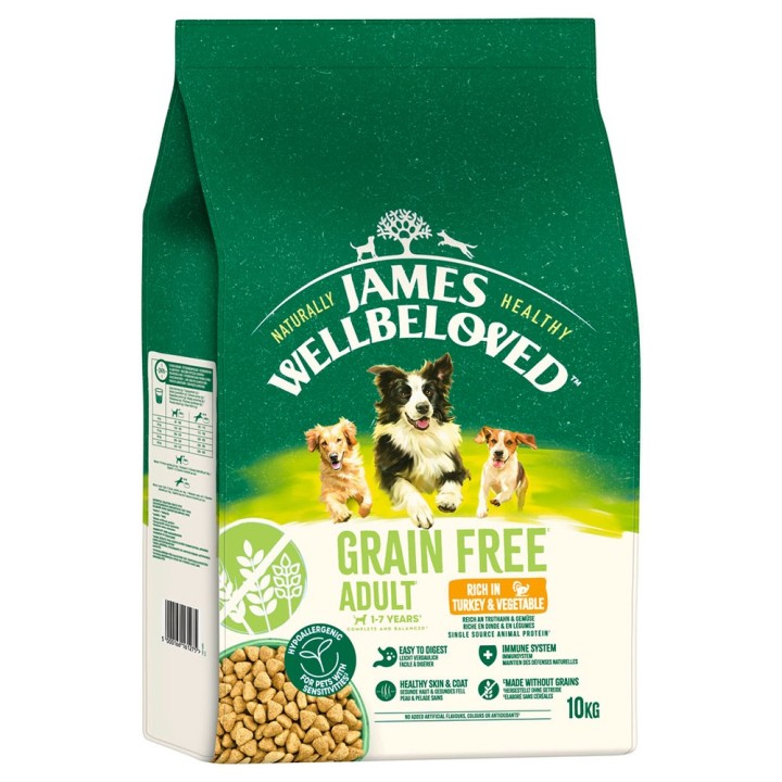 James Wellbeloved Grain Free Adult Dog Hypoallergenic Truthahn & Gemüse - 10 kg