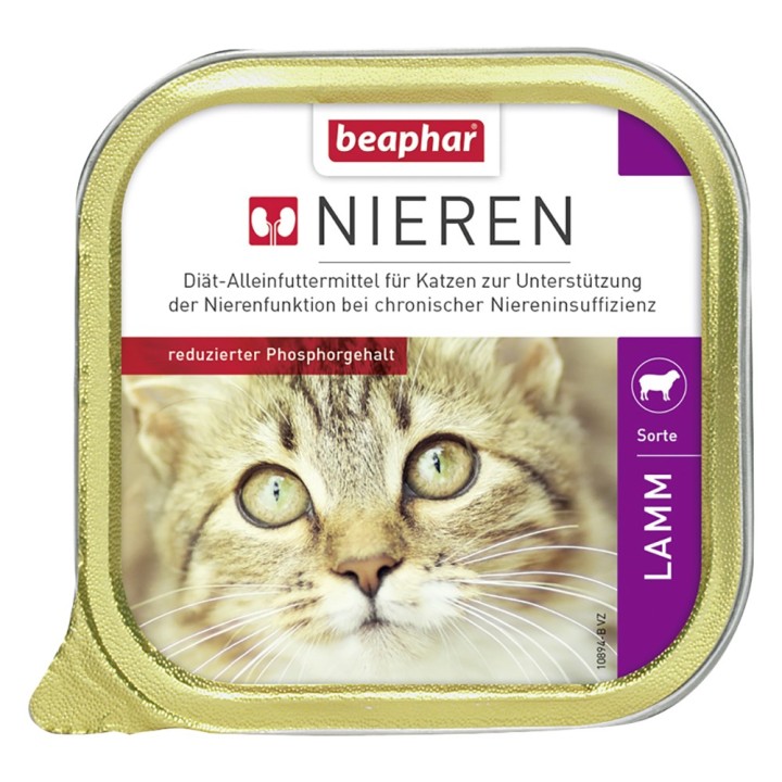 Sparpaket beaphar Nieren-Diät 24 x 100 g - Mixpaket 1 (Huhn & Lamm)