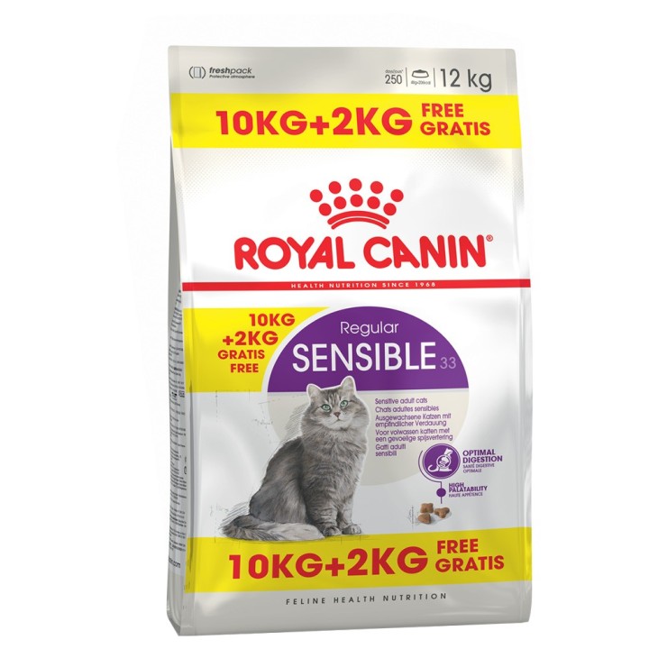 2 kg gratis! 12 kg Royal Canin im Bonusbag - Sensible