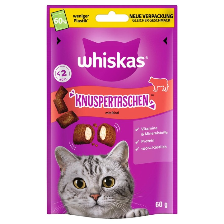 Whiskas Knuspertaschen - Sparpaket: Rind 6 x 60 g
