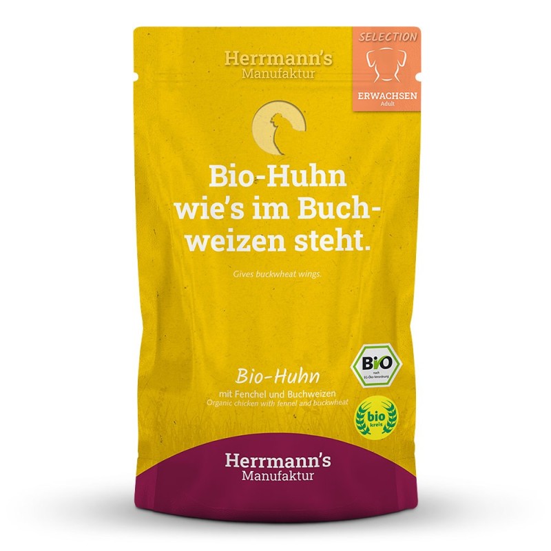 Herrmann's | Bio Huhn mit Fenchel & Buchweizen | Selection Adult | 14 x 150 g