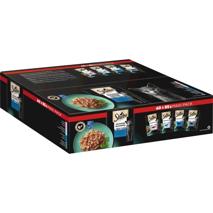 Sheba Pluspack Fine Flakes Fisch Variante​ 60 x 85 g - 5,10 kg