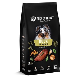 PAKA ZWIERZAKA Seventh Heaven Trockenfutter mit Ente und Apfel 9kg + Rindfleischwurst für Hunde 200g GRATIS!