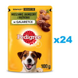 PEDIGREE Adult Beutel 24x100g: Nassfutter für adulte Hunde mit Lammfleisch und Leber, in Gelee.