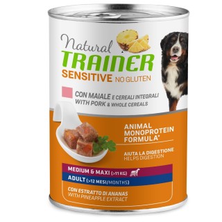 Natural Trainer Sensitive No Gluten Adult  - 12 x 400 g Schwein & Vollkorngetreide