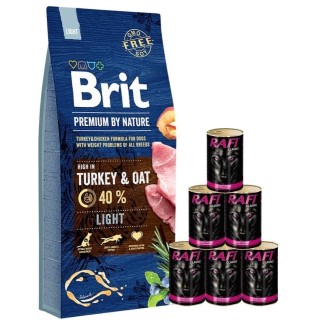 BRIT Premium By Nature Light 15 kg + Nassfutter mit Pute 6x1240 g