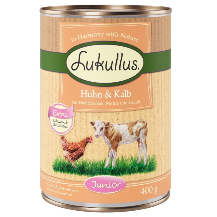 Lukullus Naturkost Junior 6 x 400 g Huhn & Kalb
