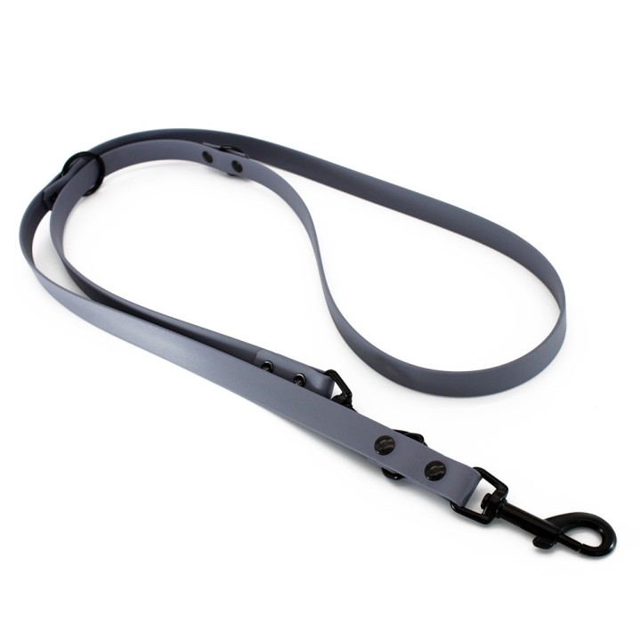 Heim Verstellbare Führleine BioThane, grau - 200 cm lang, 19 mm breit