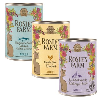 Rosie's Farm Adult 18 x 400 g zum Sonderpreis! - Mix Paket (3 Sorten)