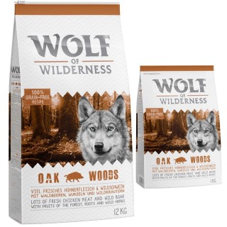 12 + 1 kg gratis! 13 kg Wolf of Wilderness Trockenfutter Oak Woods - Wildschwein