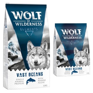 12 + 1 kg gratis! 13 kg Wolf of Wilderness Trockenfutter Vast Oceans - Fisch (Monoprotein)