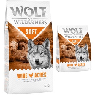 12 + 1 kg gratis! 13 kg Wolf of Wilderness Trockenfutter 'Soft' Wide Acres - Huhn (halbfeucht)