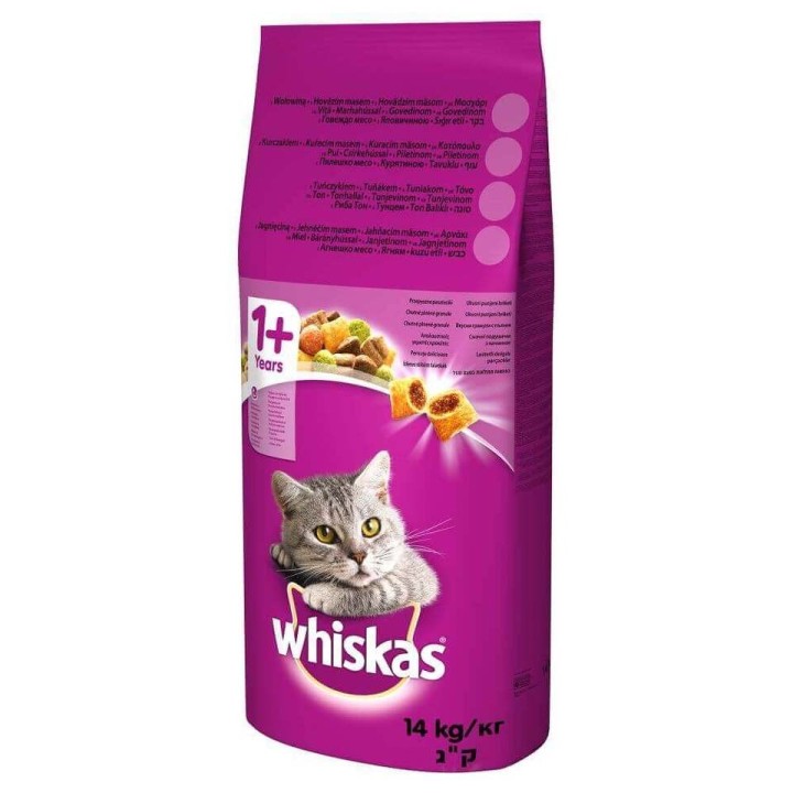 WHISKAS Adult 14kg Thunfisch und Gemüse + WHISKAS Adult 12x85g Lachs und Thunfisch