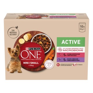 Purina ONE Mini Active Rind & Ente - 10 x 85 g