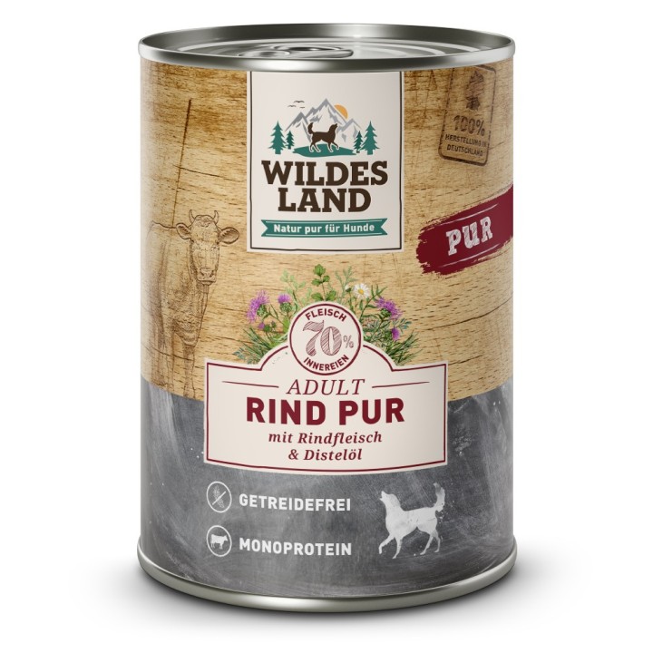 Wildes Land | Rind mit Distelöl | PUR Adult | 30 x 400 g
