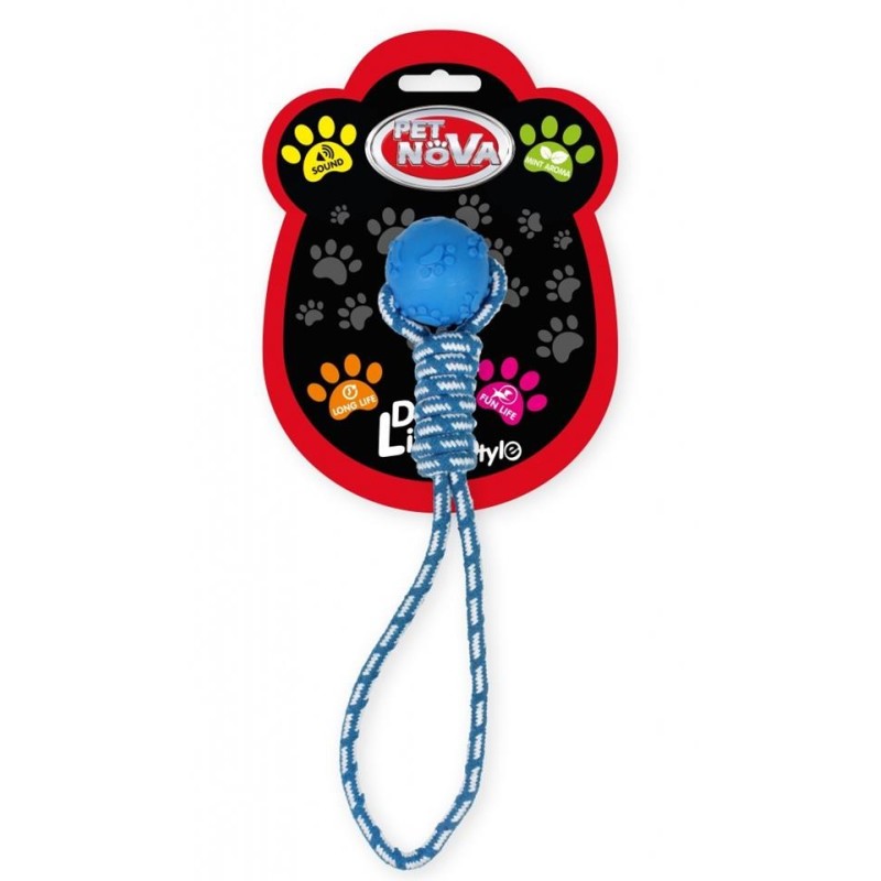 PET NOVA DOG LIFE STYLE Kauspielzeug Knochen + Seil Minze Aroma 40cm Blau
