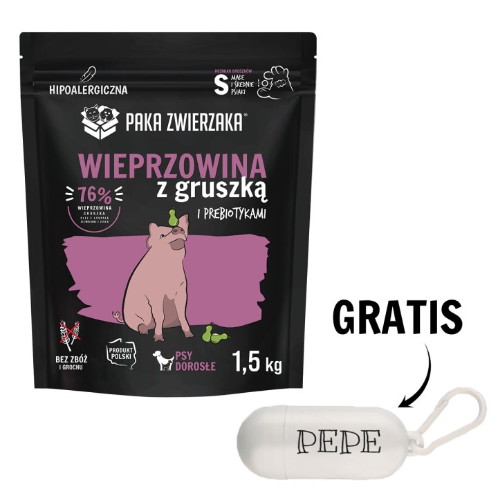 PAKA ZWIERZAKA Seventh Heaven Trockenfutter mit Schweinefleisch und Birne S 1,5 kg + Beutel GRATIS!