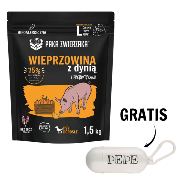 PAKA ZWIERZAKA Seventh Heaven Trockenfutter mit Schweinefleisch und Kürbis L 1,5 kg + Beutel GRATIS!