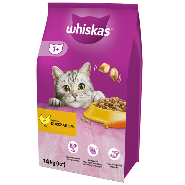 WHISKAS Adult 14kg mit Huhn + WHISKAS Adult 12x400 g mit Huhn in Gelee
