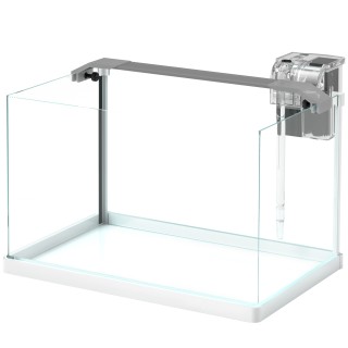 PawHut Aquarium aus Glas mit LED-Lichtern, 20L Aquarium, mit Filterpumpe, für Kampffische, Goldfische, Weiß   Aosom