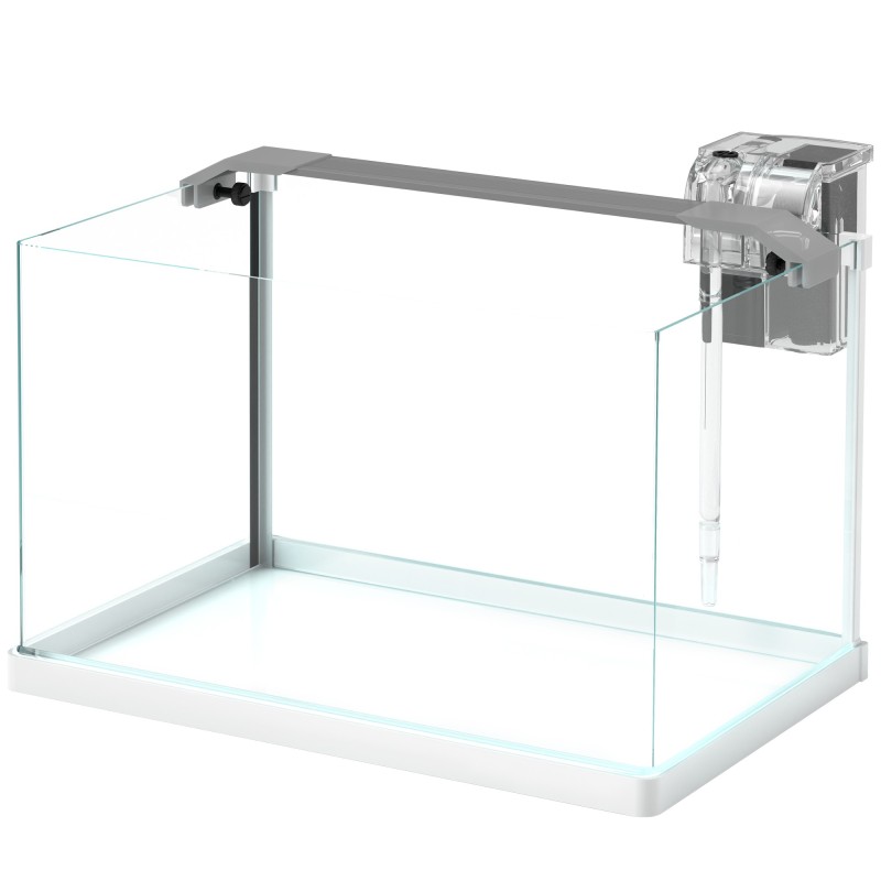 PawHut Aquarium aus Glas mit LED-Lichtern, 20L Aquarium, mit Filterpumpe, für Kampffische, Goldfische, Weiß   Aosom