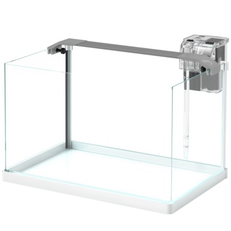 PawHut Aquarium aus Glas mit LED-Lichtern, 20L Aquarium, mit Filterpumpe, für Kampffische, Goldfische, Weiß   Aosom