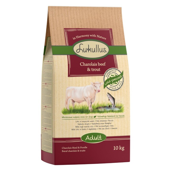 Sparpaket Lukullus 2 x 10/15 kg - Adult Charolais-Rind & Forelle (2 x 10 kg)