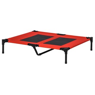 PawHut Erhöhtes Hundebett auf Füßen für Hunde und Katzen XXL Campingbett für Hunde Tier 92L x 76B x 18H cm Rot   Aosom