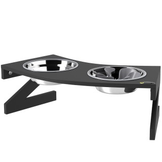 PawHut Erhöhter Futternapf für Hunde mit Ständer, Futternapf für Hunde mit 2 Edelstahlschüsseln von 1L, langsamer Futterteppi