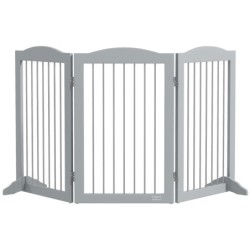 PawHut Faltbare Sicherheitsbarriere, Hundebarriere mit 3 Platten, 2 Stützfüße, Höhe von 80 cm, für Türen, Flure, Schlafzimmer