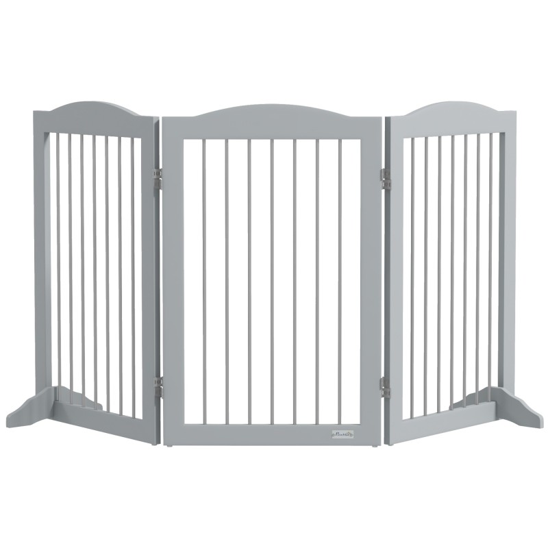 PawHut Faltbare Sicherheitsbarriere, Hundebarriere mit 3 Platten, 2 Stützfüße, Höhe von 80 cm, für Türen, Flure, Schlafzimmer
