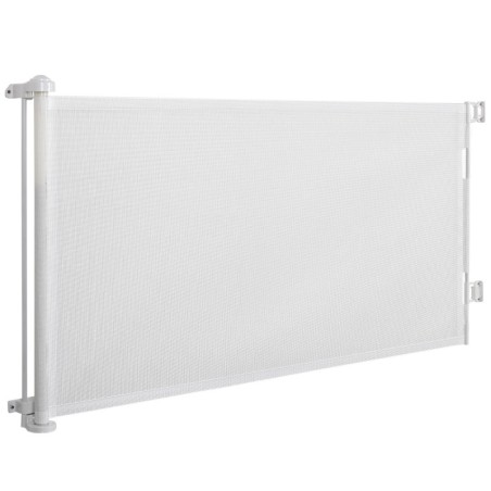 PawHut Hundesicherheitsbarriere ausfahrbar Einhand-Bedienung Rahmen aus Aluminiumlegierung für Treppen Flure Eingängen Mesh-G