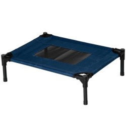 PawHut Hundebett erhöht für Hunde Katzen Haustiere Oxford-Stoff Textilene Mikroperforierung 61 x 46 x 18 cm Blau und Schwarz