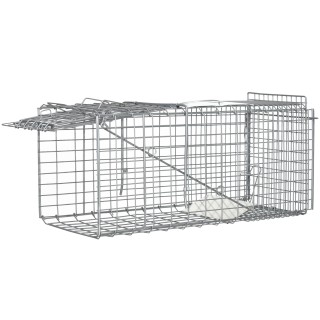 Outsunny Lebendfalle Faltbare Fangkäfig für kleine Tiere wie Ratten und Mäuse - 2 Türen + Griff - 66 x 24 x 30 cm - Stahl gra
