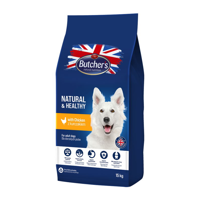BUTCHER'S Natural&amp,Healthy Trockenfutter für Hunde mit Huhn 15 kg