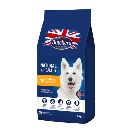 BUTCHER'S Natural&amp,Healthy Trockenfutter für Hunde mit Huhn 15 kg