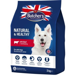 BUTCHER'S Natural&amp,Healthy Trockenfutter für Hunde mit Rindfleisch 3 kg