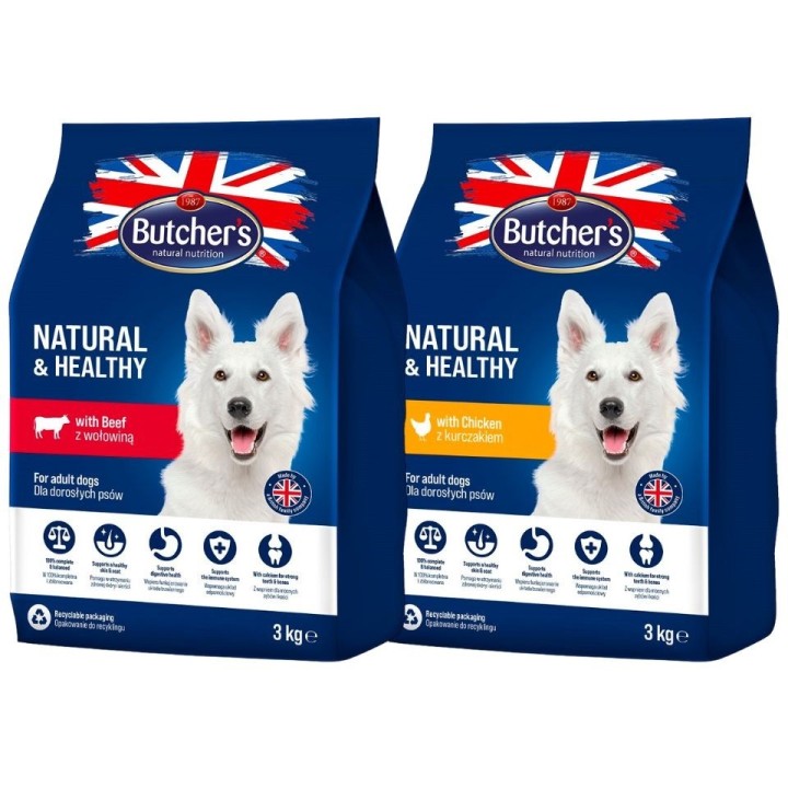BUTCHER'S Natural&amp,Healthy Mix: Hundetrockenfutter mit Huhn und Rindfleisch 2 x 3 kg
