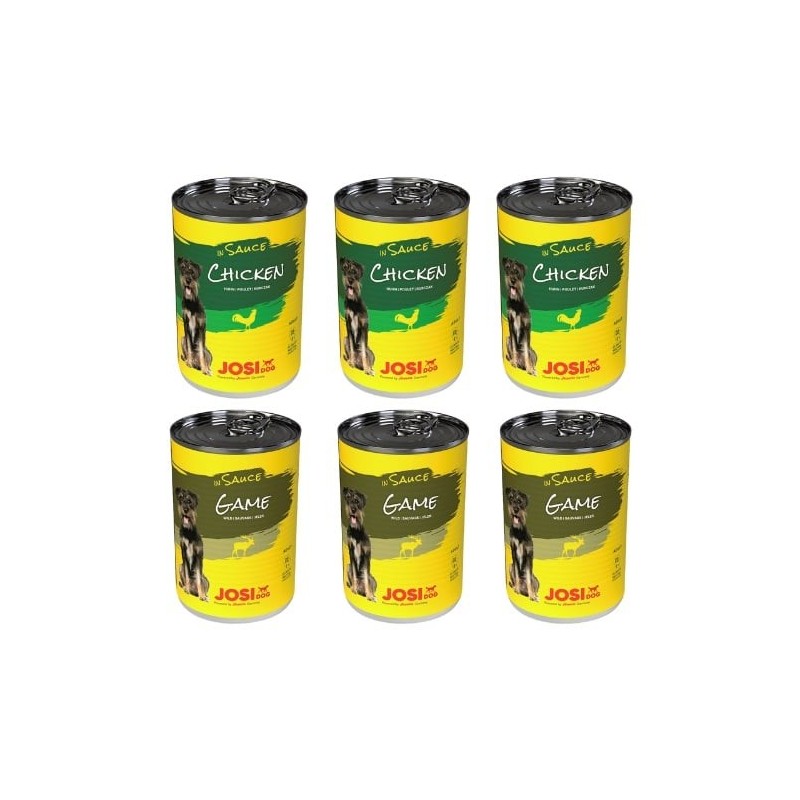 JOSERA JosiDog mit Huhn und Wild in Soße für adulte Hunde 6x415g
