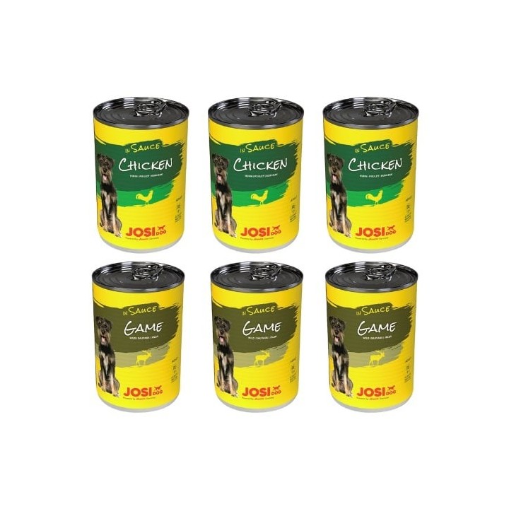 JOSERA JosiDog mit Huhn und Wild in Soße für adulte Hunde 6x415g