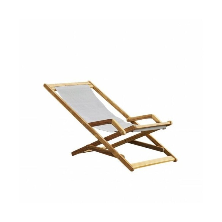 Liegestuhl aus massivem Akazienholz und Textilene Wilsa Garden Sea