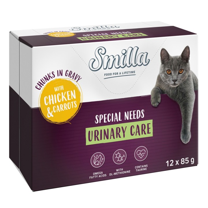 Smilla Frischebeutel Urinary Care Häppchen in Sauce mit Gemüse -  Huhn und Karotte (12 x 85 g)