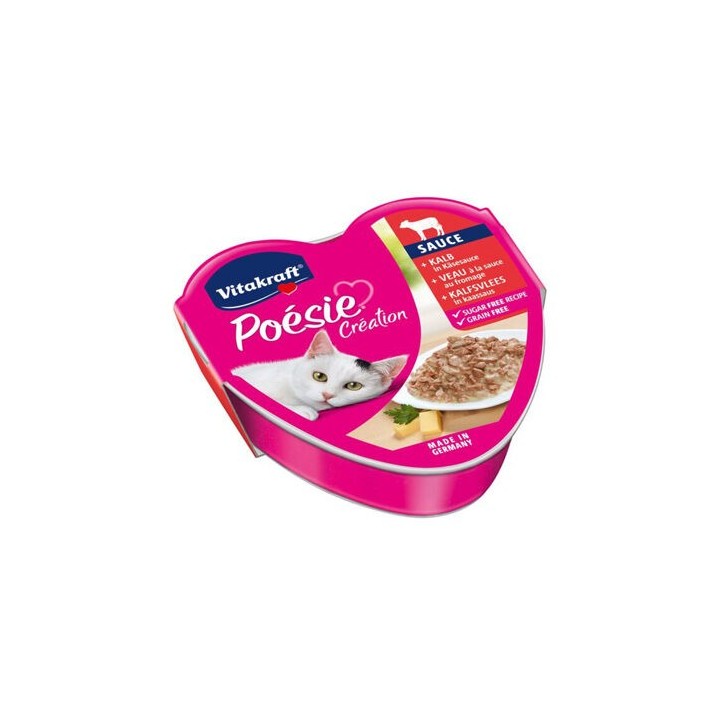 Vitakraft Poésie Création - Kalbfleisch in Käsesoße - 15 x 85g