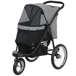PawHut Hundewagen Jogger Hundebuggy klappbar für kleine Hunde & Katzen bis 10 kg Katzenbuggy mit 3 große Gummiräder, Kissen N