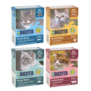 Kombi-Paket: Bozita Megapack Tetra Häppchen 48 x 370 g - Megapack 2 in Gelee: Viel Huhn, Rinderhack, Makrele, Schellfisch
