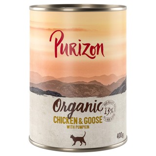12 x 200 g / 400 g Purizon Katzenfutter zum Sonderpreis! - Organic: Huhn und Gans mit Kürbis (12 x 400 g)