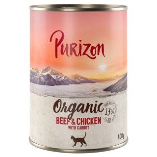 12 x 200 g / 400 g Purizon Katzenfutter zum Sonderpreis! - Organic: Rind und Huhn mit Karotte (12 x 400 g)