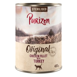 12 x 200 g / 400 g Purizon Katzenfutter zum Sonderpreis! - Sterilised: Hühnerfilet mit Truthahn (12 x 400 g)