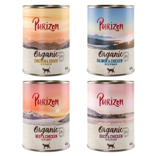 12 x 200 g / 400 g Purizon Katzenfutter zum Sonderpreis! - Organic: Mixpaket 4 Sorten (12 x 400 g)